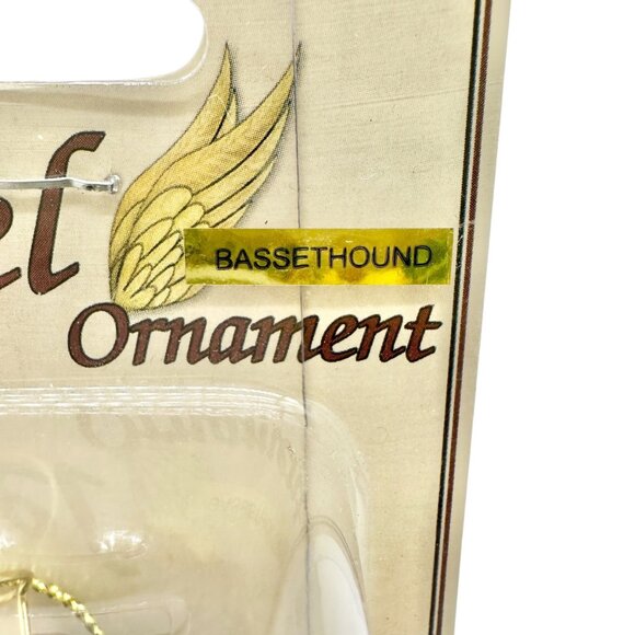 Basset Hound Angel Ornament Handcrafted Brown Dog with Gold Wings and Halo - Picture 2 of 5